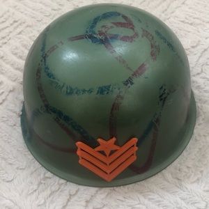 Vintage kids plastic play army helmet with chin strap